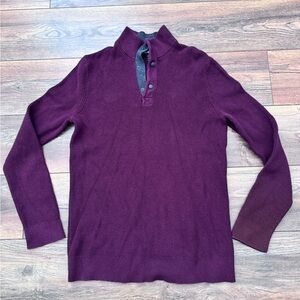 Express Men's Maroon & Gray Half Button Up Sweater in Size Large Tall